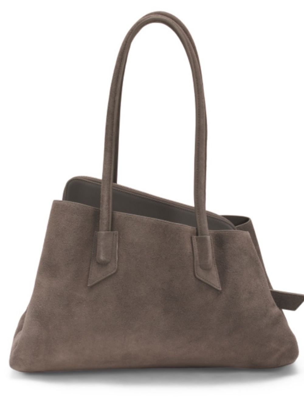VIOLA CASTELLANI Made In Italy Suede Large Asymmetrical Triple Compartment Tote